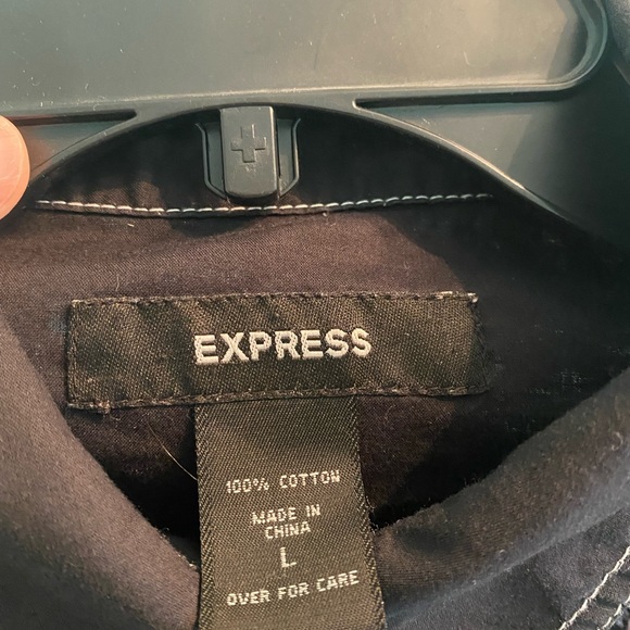 Express western style black long sleeve button up white embroidery fringe size L - Picture 5 of 8